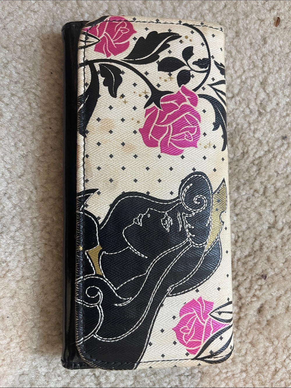 Disney Floral Silhouette Wallet in Cream, Black & Pink